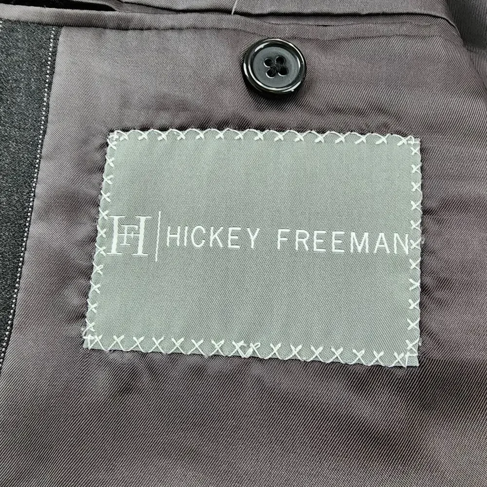Hickey Freeman Blazer Mens 38R Gray Pinstripe Wool Sport Coat 2 Button USA Union